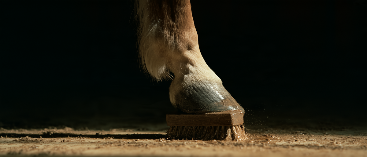 Soin d'un sabot à la brosse