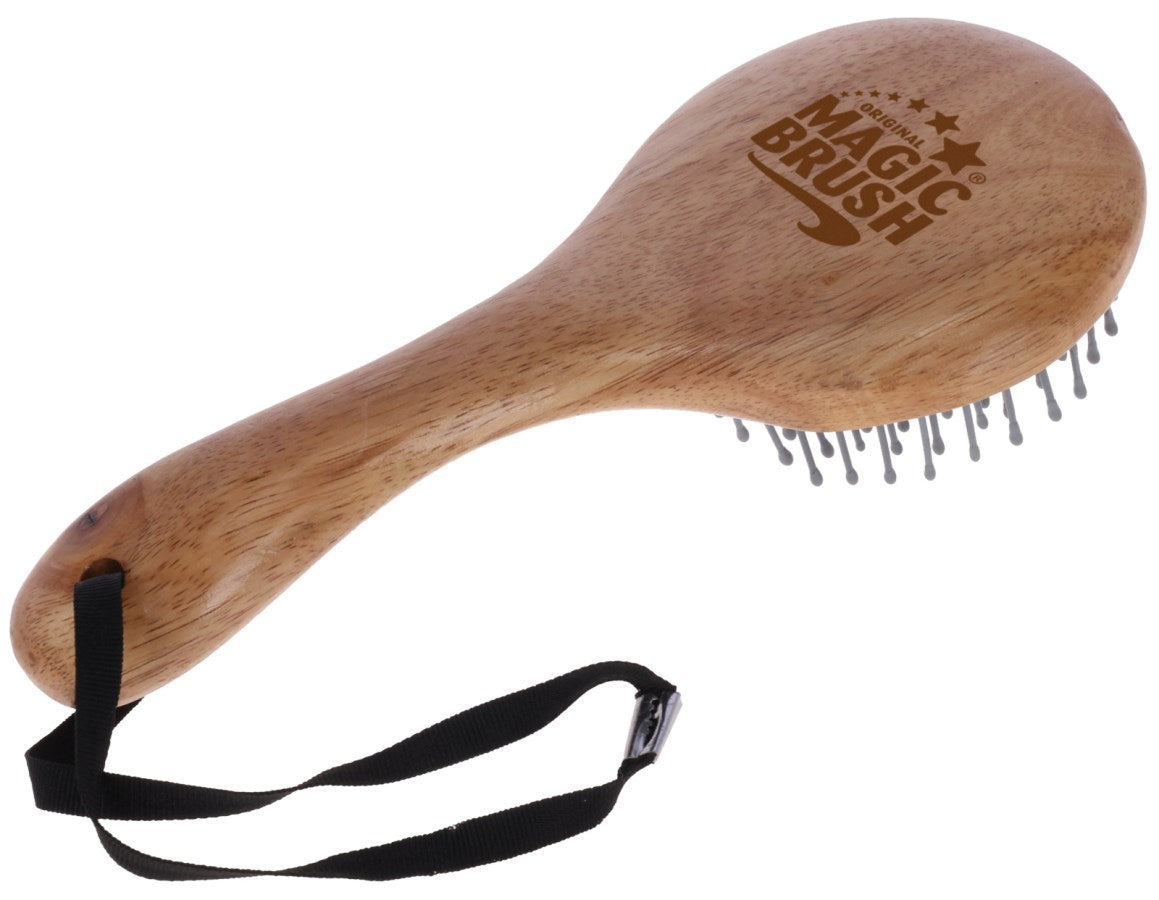 Brosse crinière et queue MagicBrush en bois naturel, picots arrondis