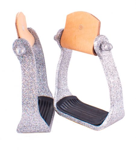 Étriers western pailletés argent en aluminium, la paire