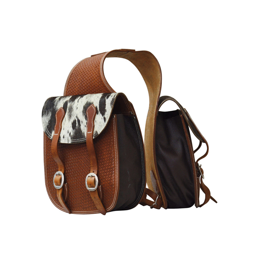 Sacoche western Lakota en cuir travail basket et crin naturel