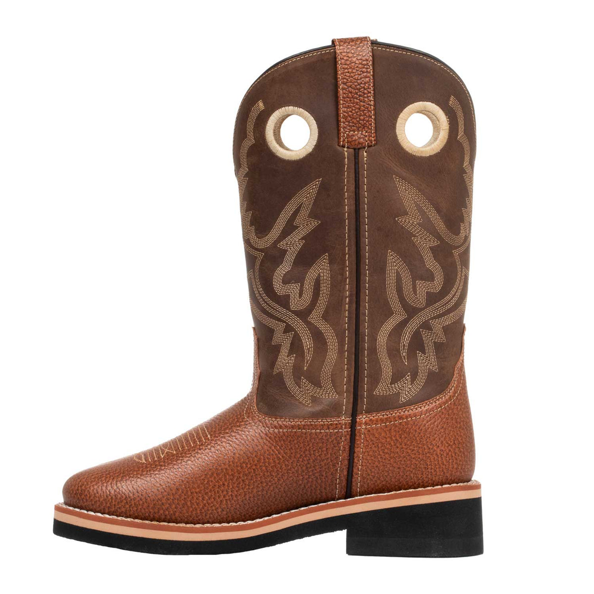 Bottes western buckaroo Pool's en cuir, tirants renforcés