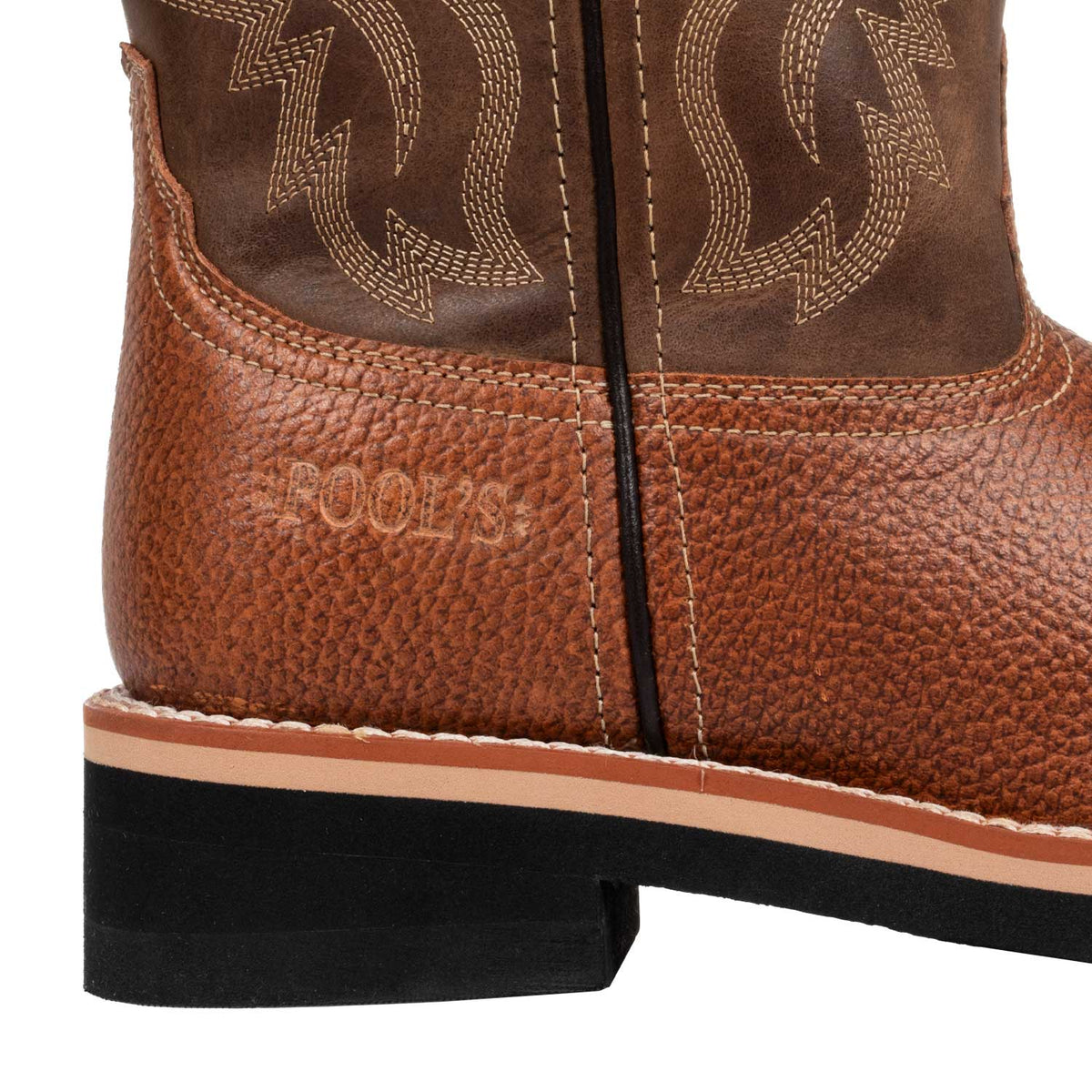 Bottes western buckaroo Pool's en cuir, tirants renforcés