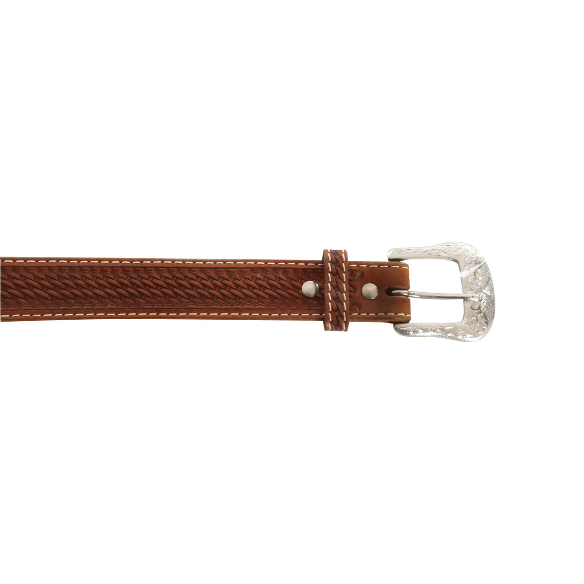 Ceinture western Pool's en cuir mini basket tooling, boucle décorée