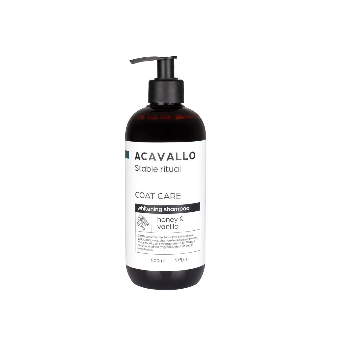 Shampoing Acavallo pour chevaux gris, avoine et camomille, 500 ml