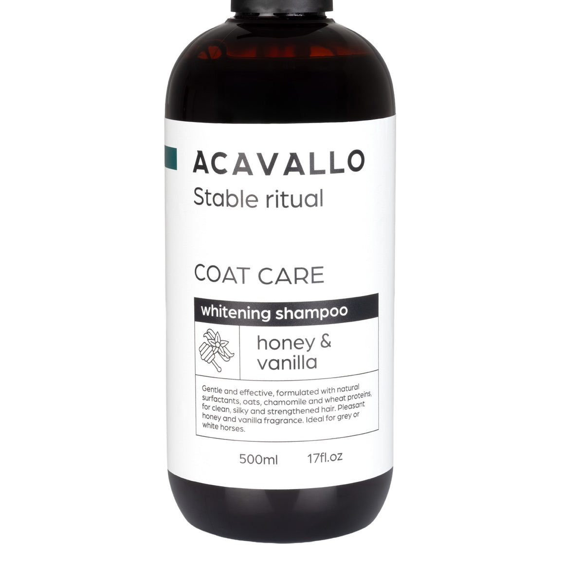 Shampoing Acavallo pour chevaux gris, avoine et camomille, 500 ml