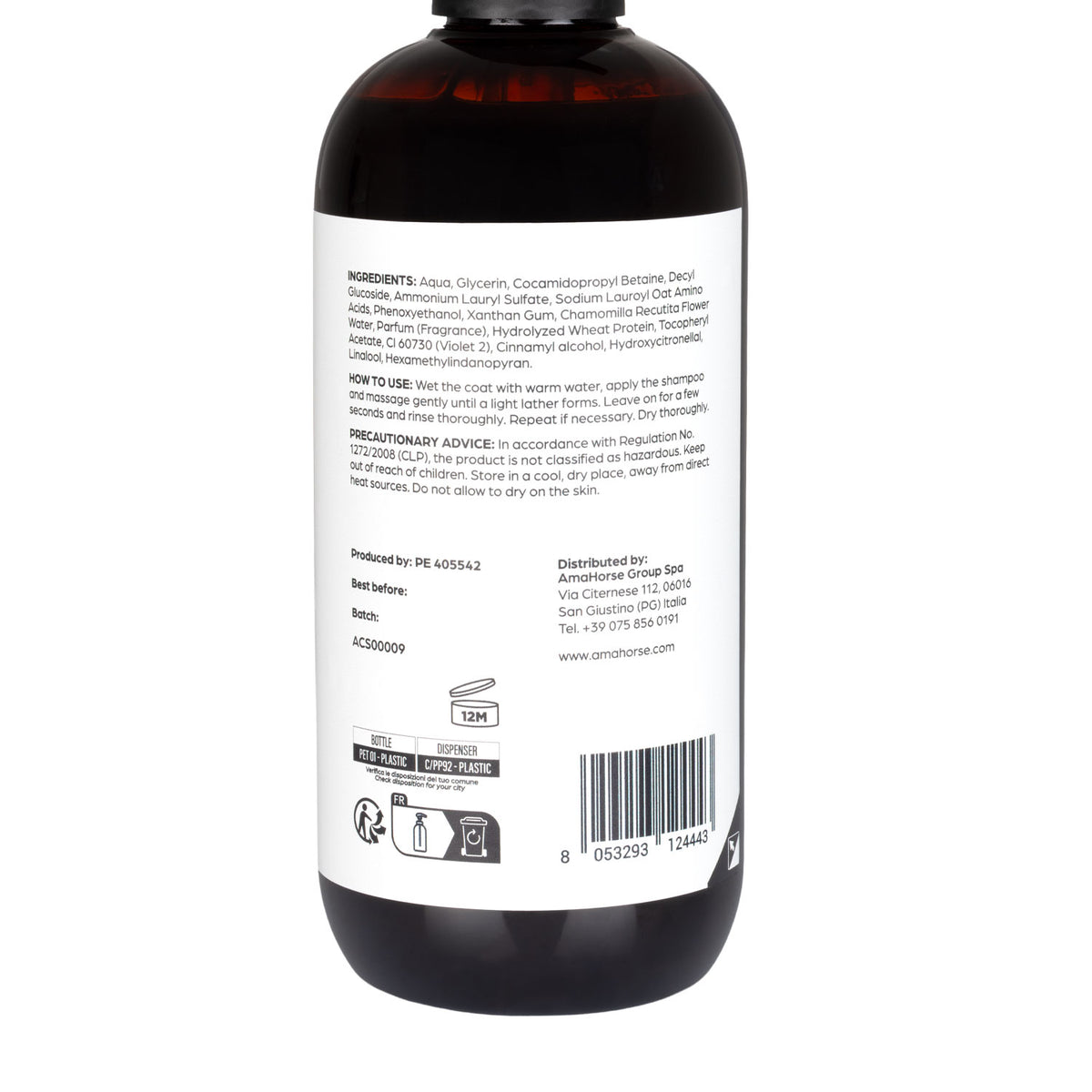 Shampoing Acavallo pour chevaux gris, avoine et camomille, 500 ml