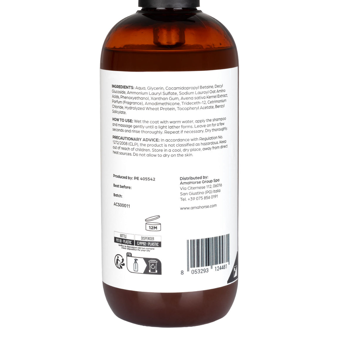 Shampoing cheval Acavallo coco et avoine effet soie, 500 ml