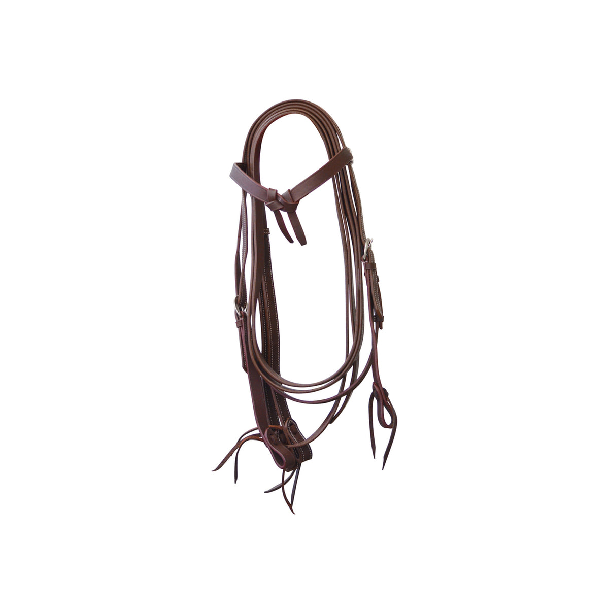 Bridon western Lakota cuir lisse, frontal tressé à nœud, avec rênes