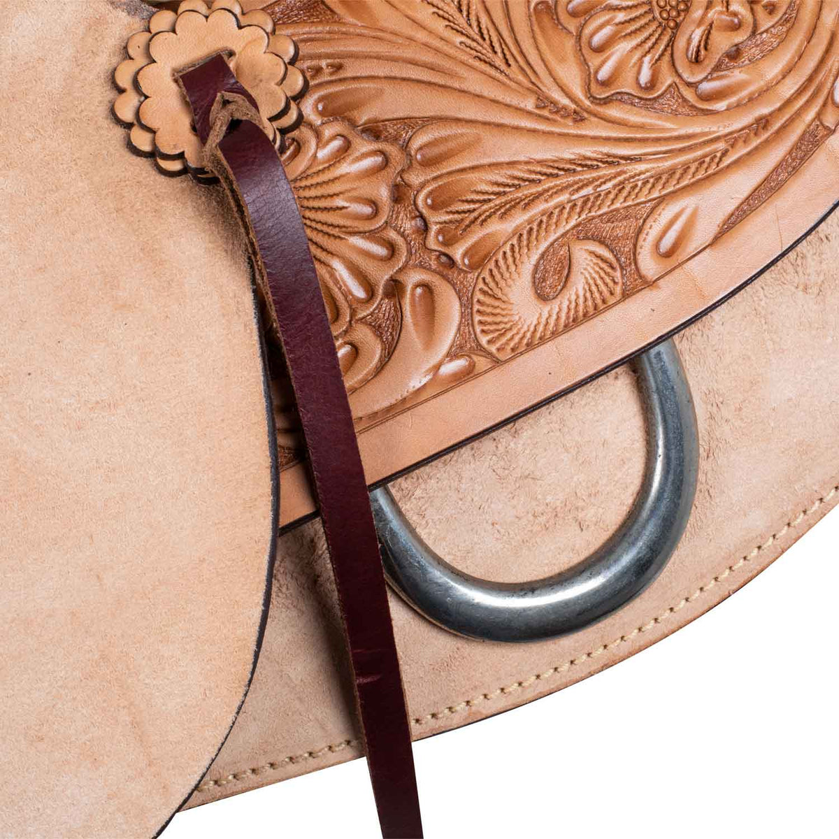 Selle western Wade Running en cuir retourné et décor floral, 16 ou 17 pouces