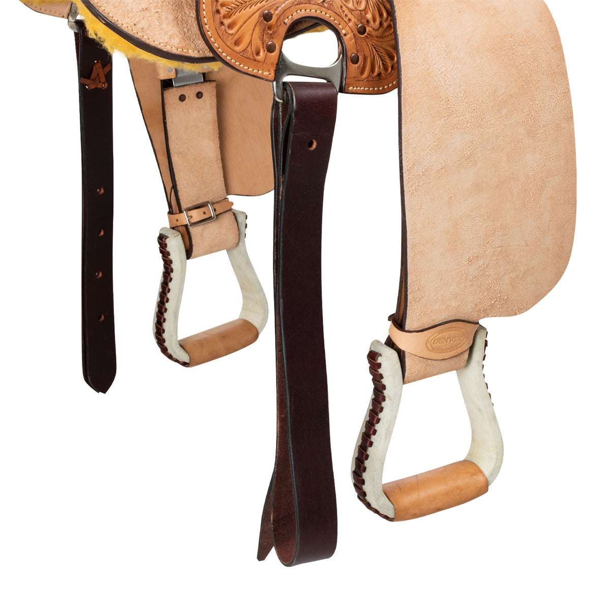 Selle western Wade Running en cuir retourné et décor floral, 16 ou 17 pouces