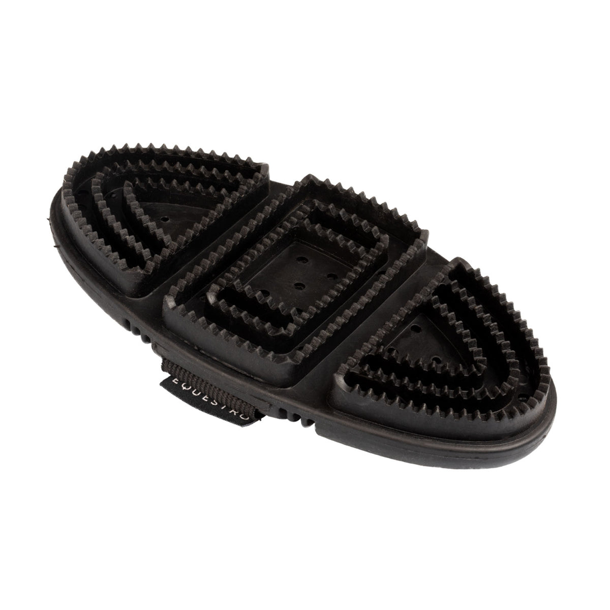 Étrille flexible Equestro en caoutchouc souple avec sangle élastique
