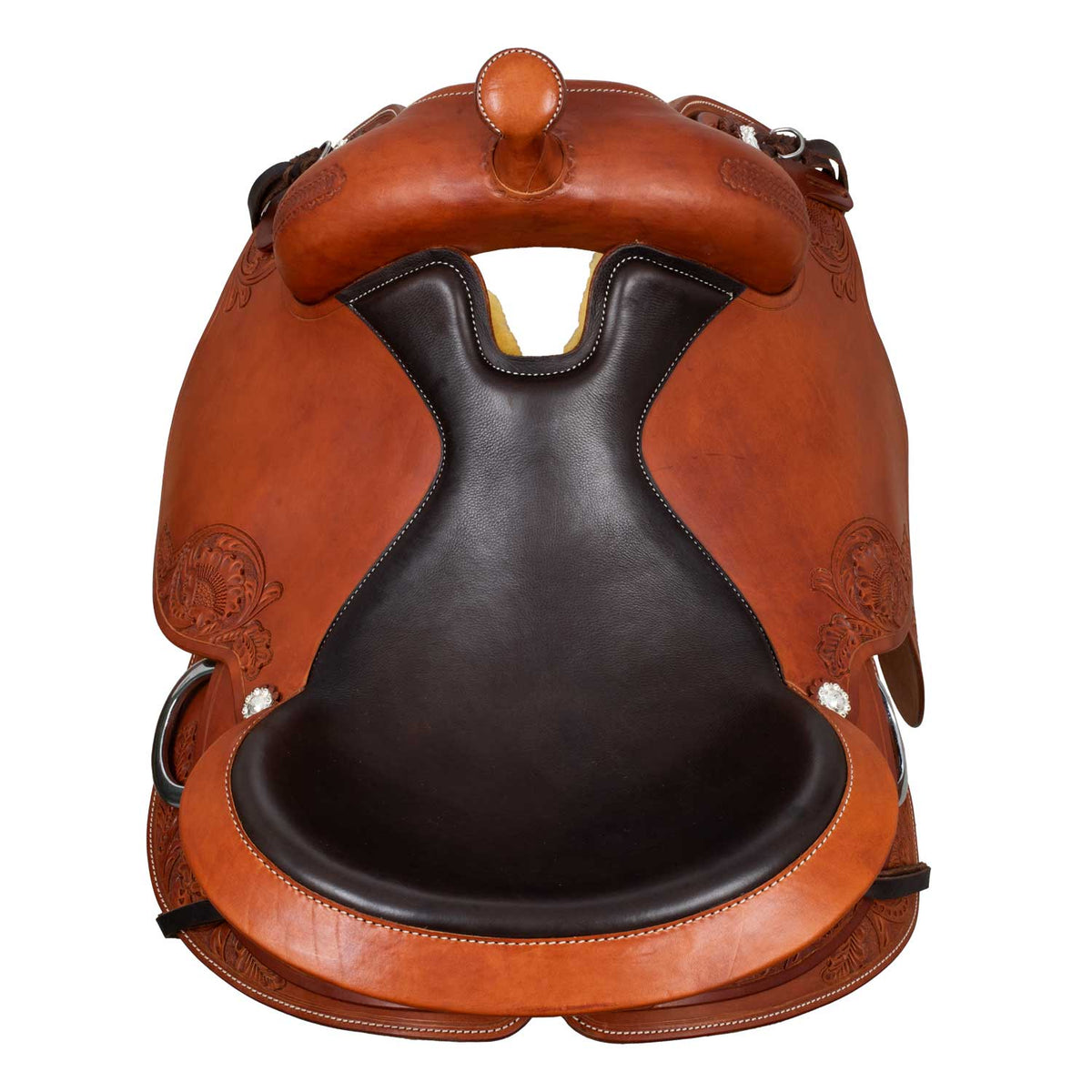 Selle western Freemax dos court en cuir de vache, 15 à 17 pouces