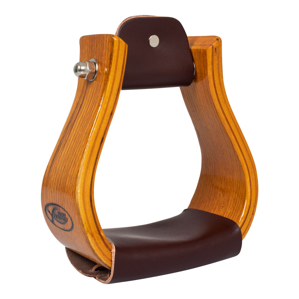 Étriers western Freemax en bois profilé, plateforme en cuir