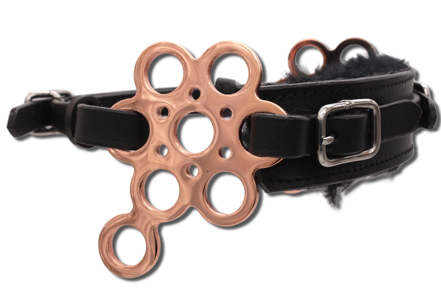 Hackamore western Flower or rose avec mouton, cuir noir ou marron