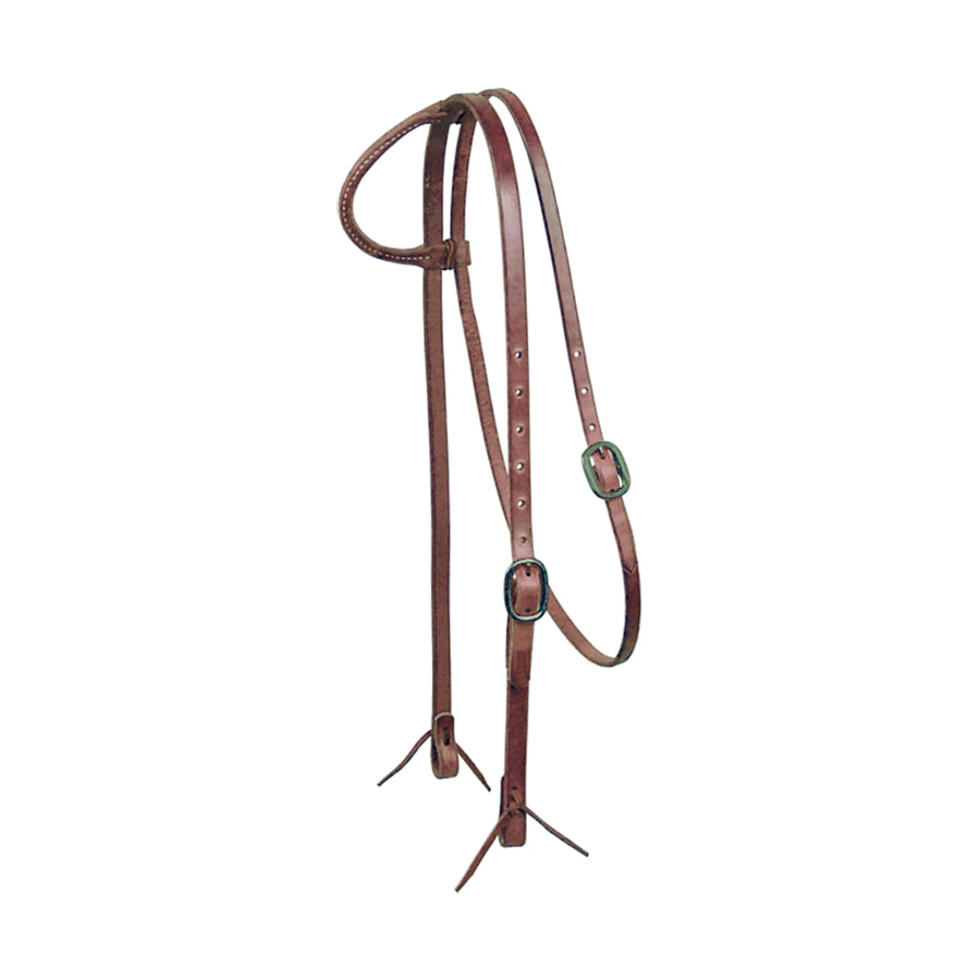 Têtière western une oreille ronde Lakota avec sous-gorge, cuir gras