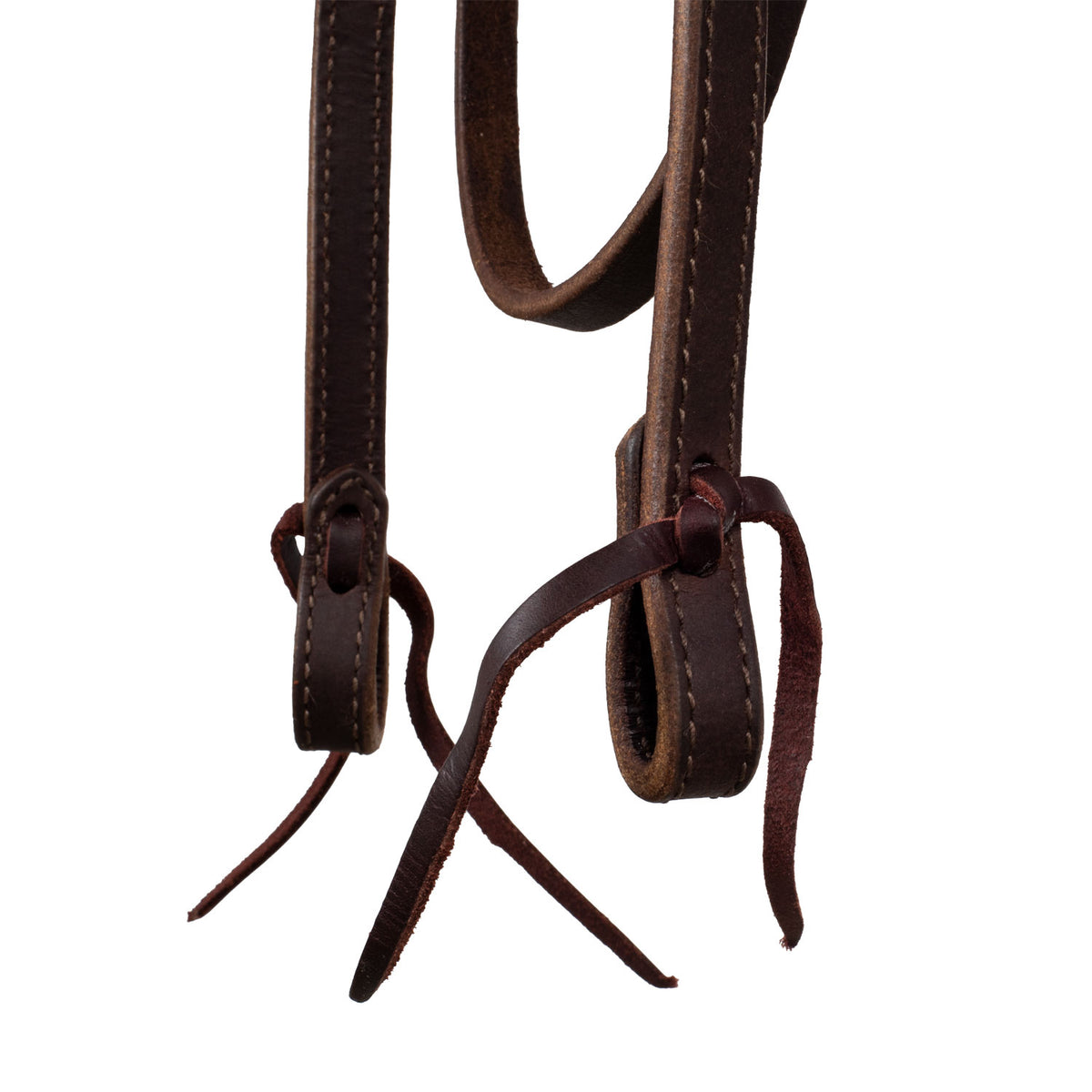 Bridon western Lakota cuir gras, frontal tressé à nœud, avec rênes