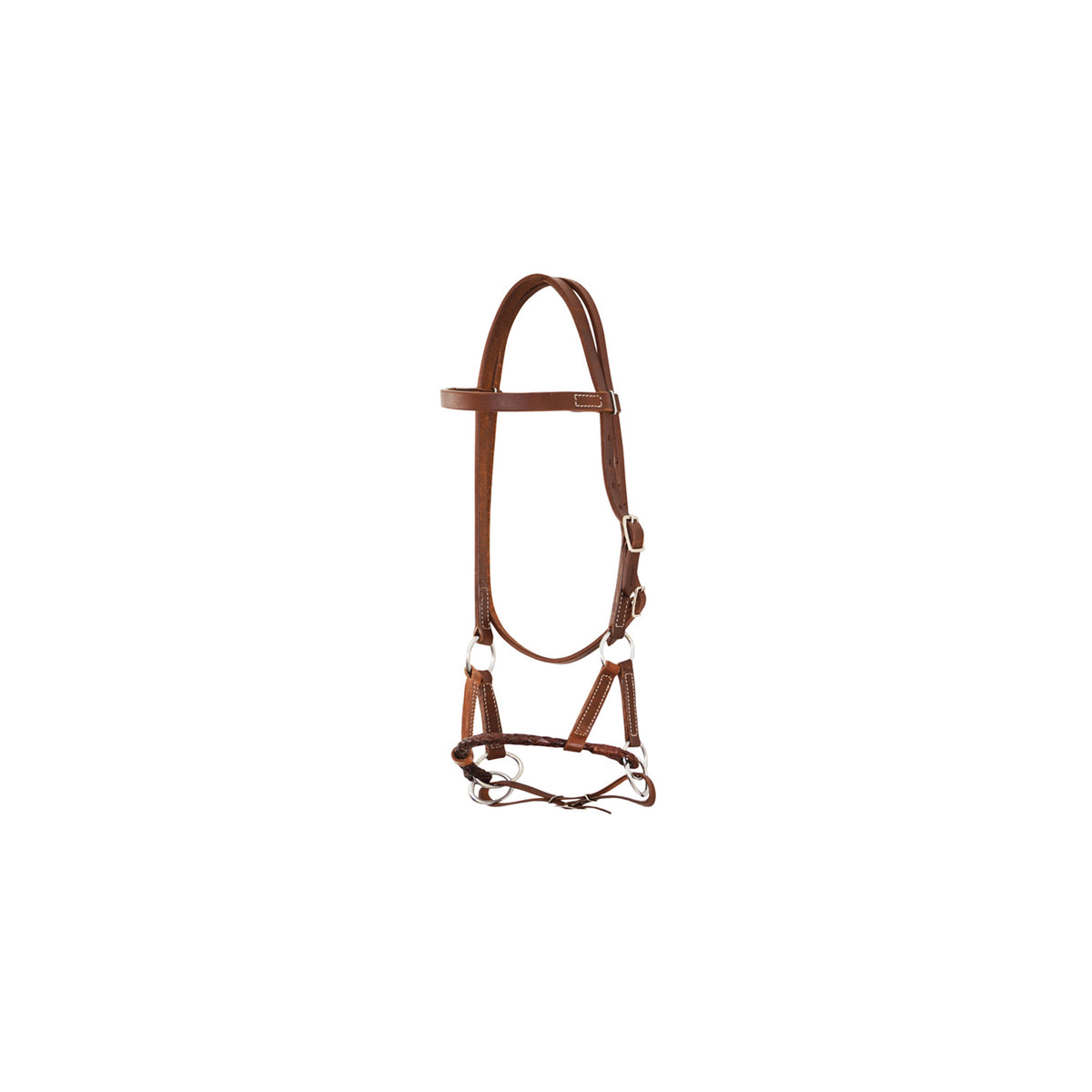 Side pull western en cuir harness, muserolle ronde tressée