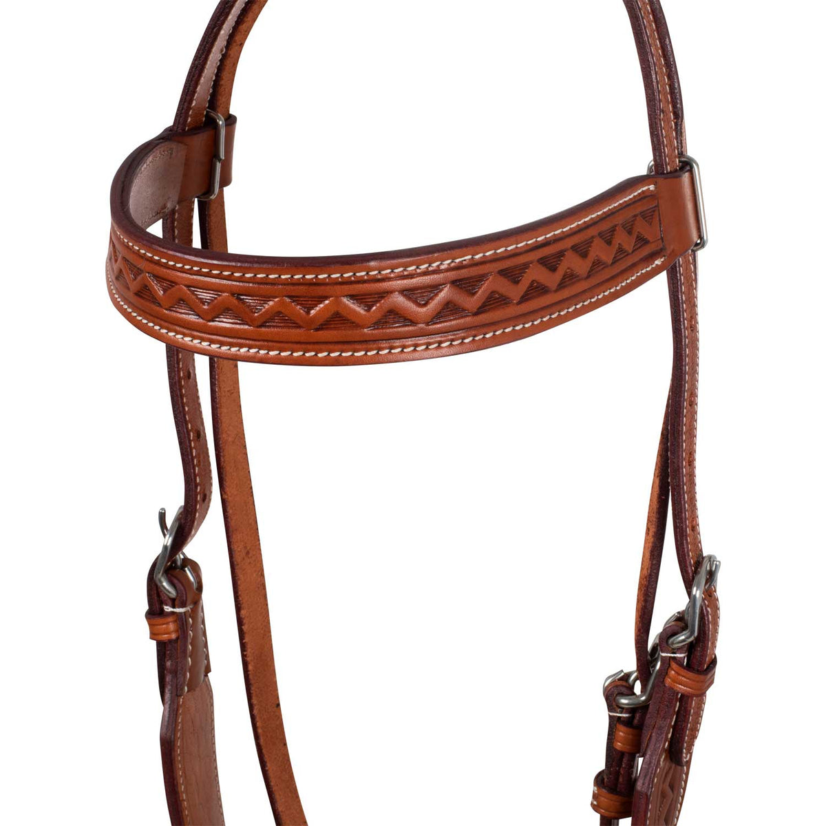 Têtière western McBryan en cuir, décor border stamp