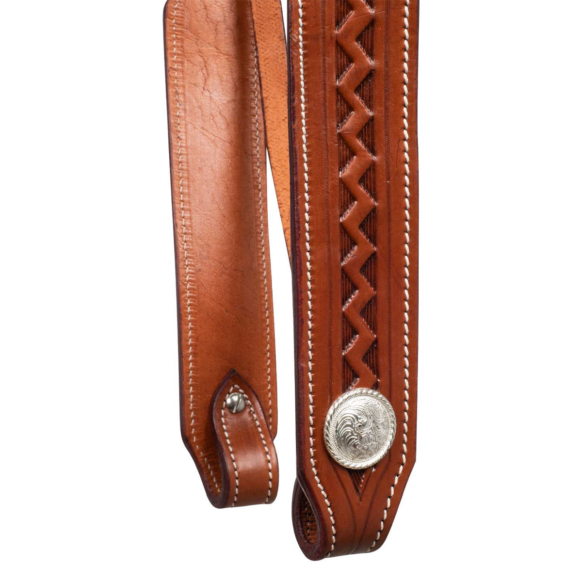 Têtière western McBryan en cuir, décor border stamp