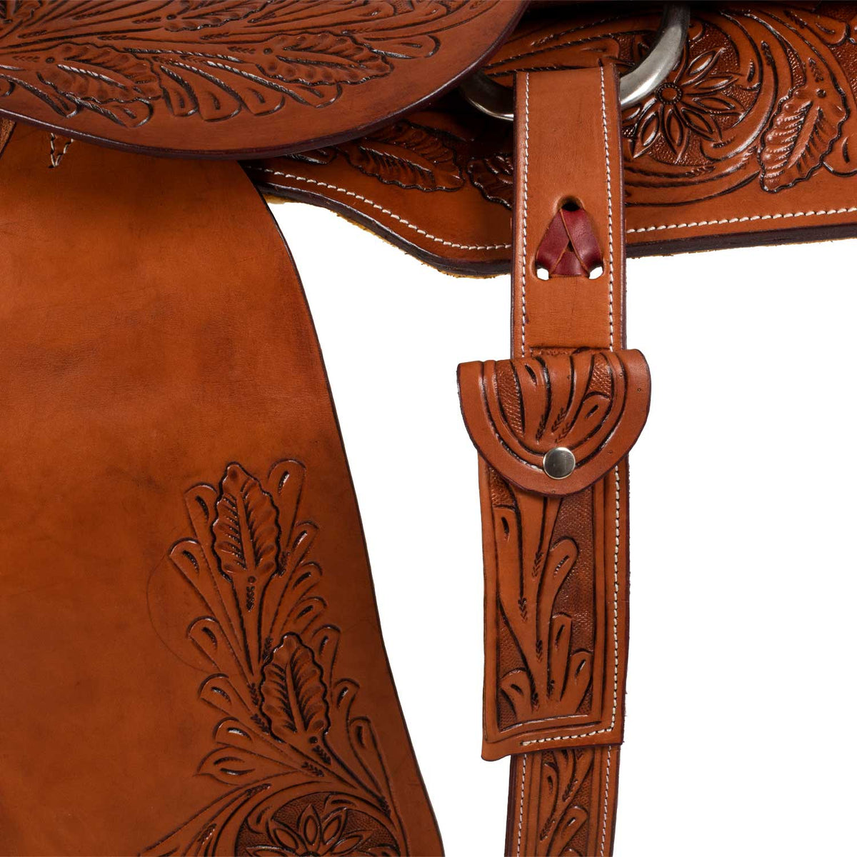 Selle team penning McBryan travail floral, arçon bois et rawhide, 17 pouces