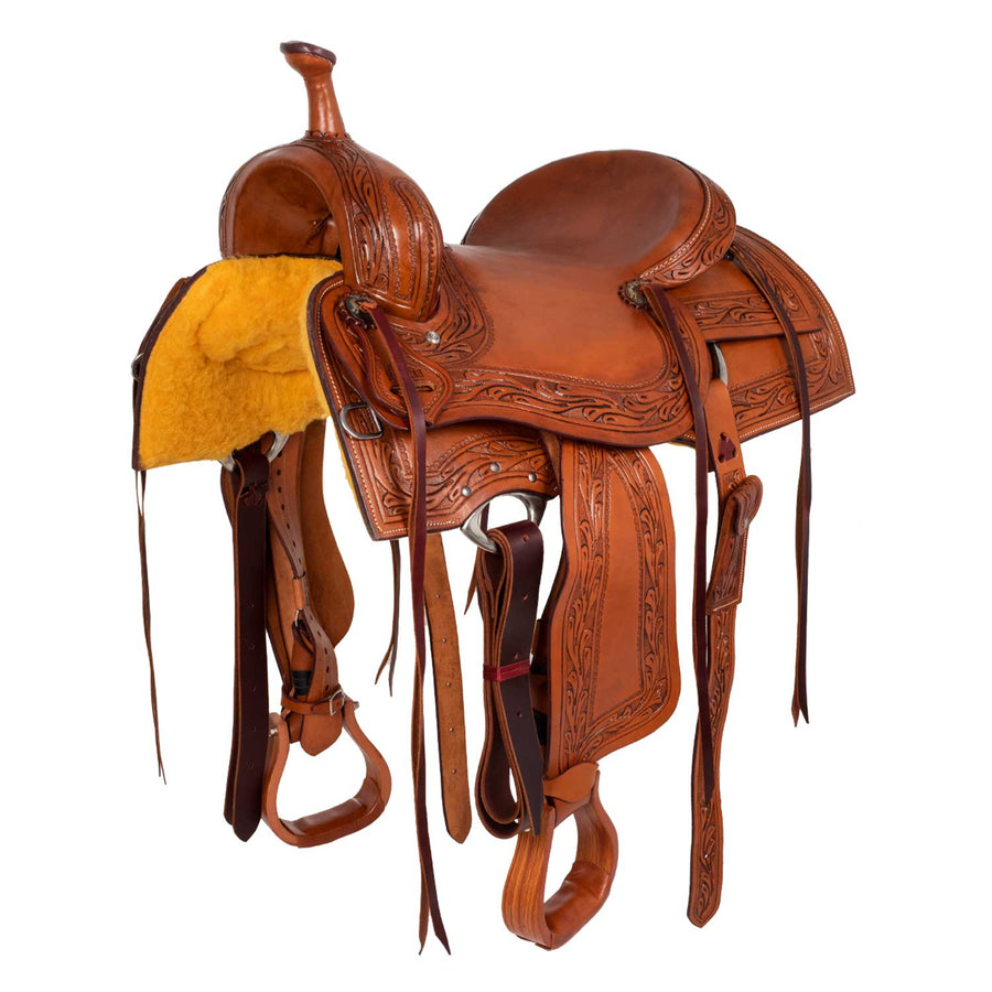 Selle working cow McBryan décor border stamp, arçon bois, 16 pouces