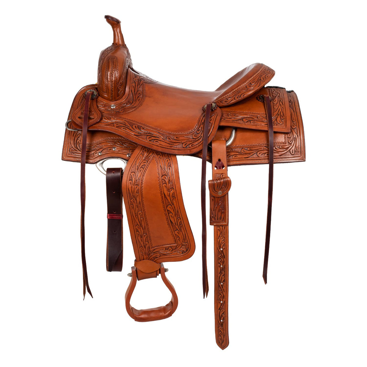 Selle working cow McBryan décor border stamp, arçon bois, 16 pouces