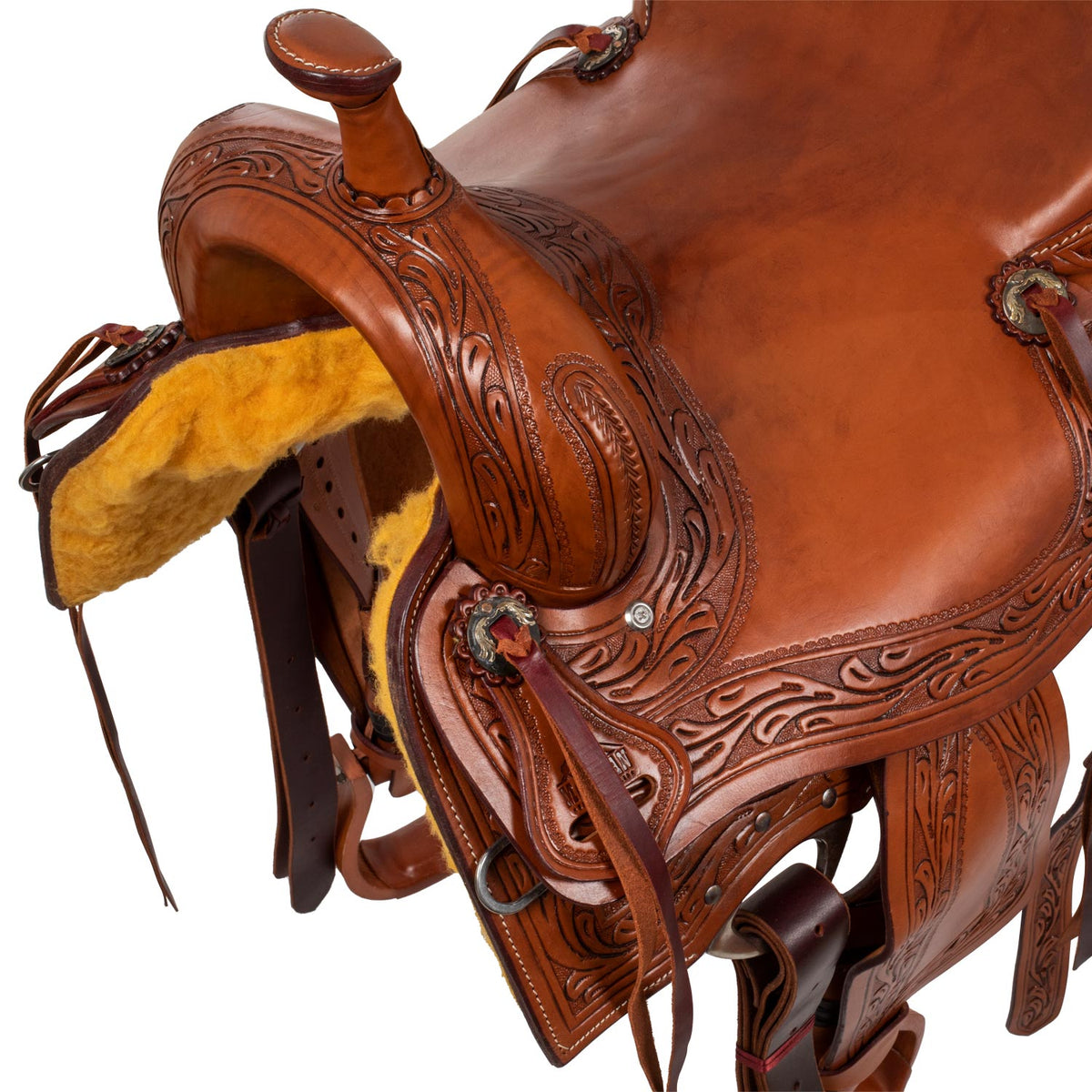 Selle working cow McBryan décor border stamp, arçon bois, 16 pouces
