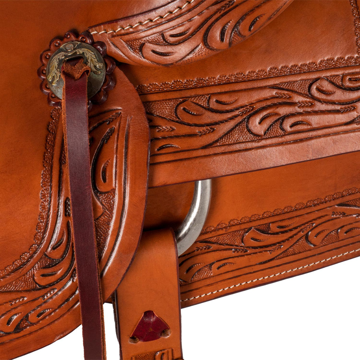 Selle working cow McBryan décor border stamp, arçon bois, 16 pouces