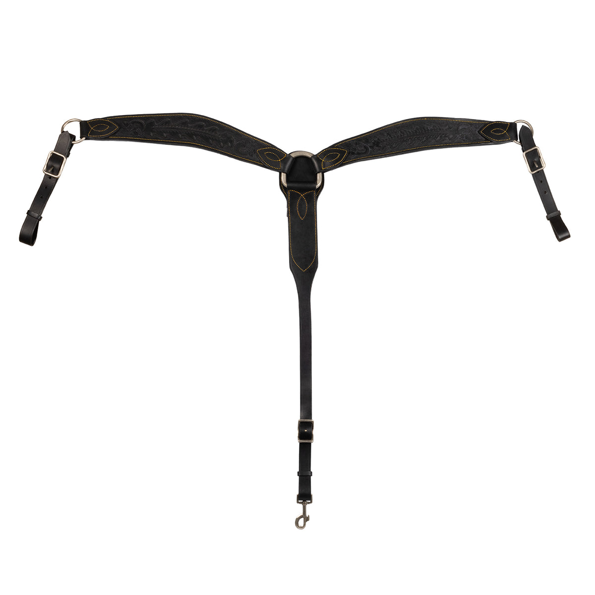 Collier de chasse western Lakota en cuir à gravures florales