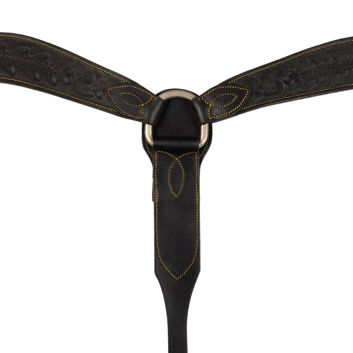 Collier de chasse western Lakota en cuir à gravures florales