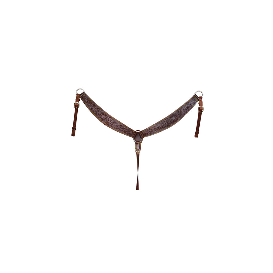 Collier de chasse western Lakota en cuir à gravures florales