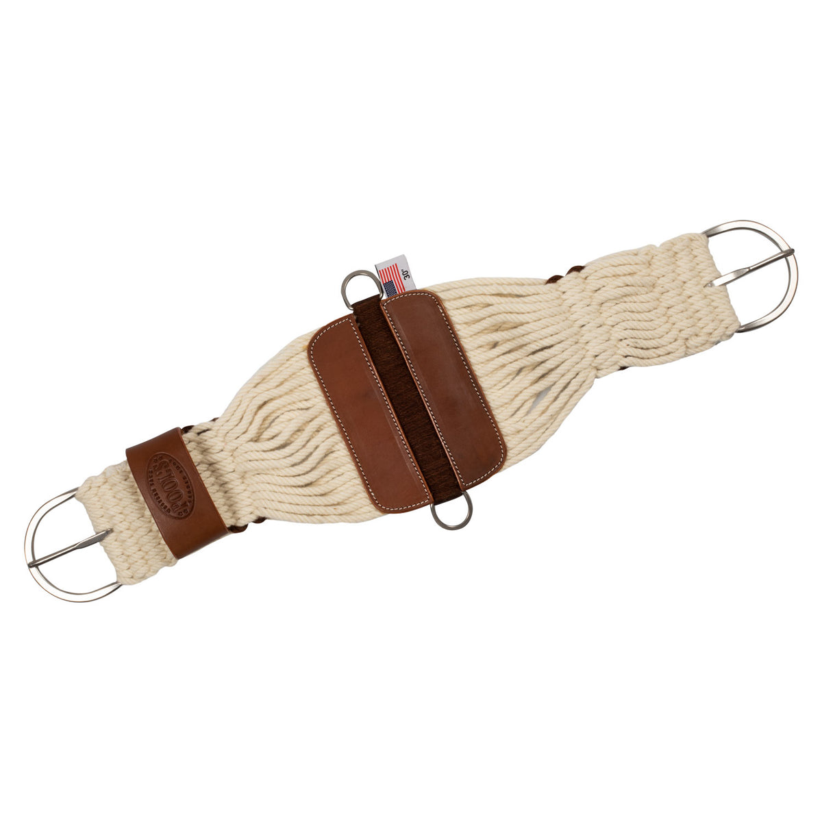 Sangle western Pool's à cordons de mohair, renforts cuir, boucles inox