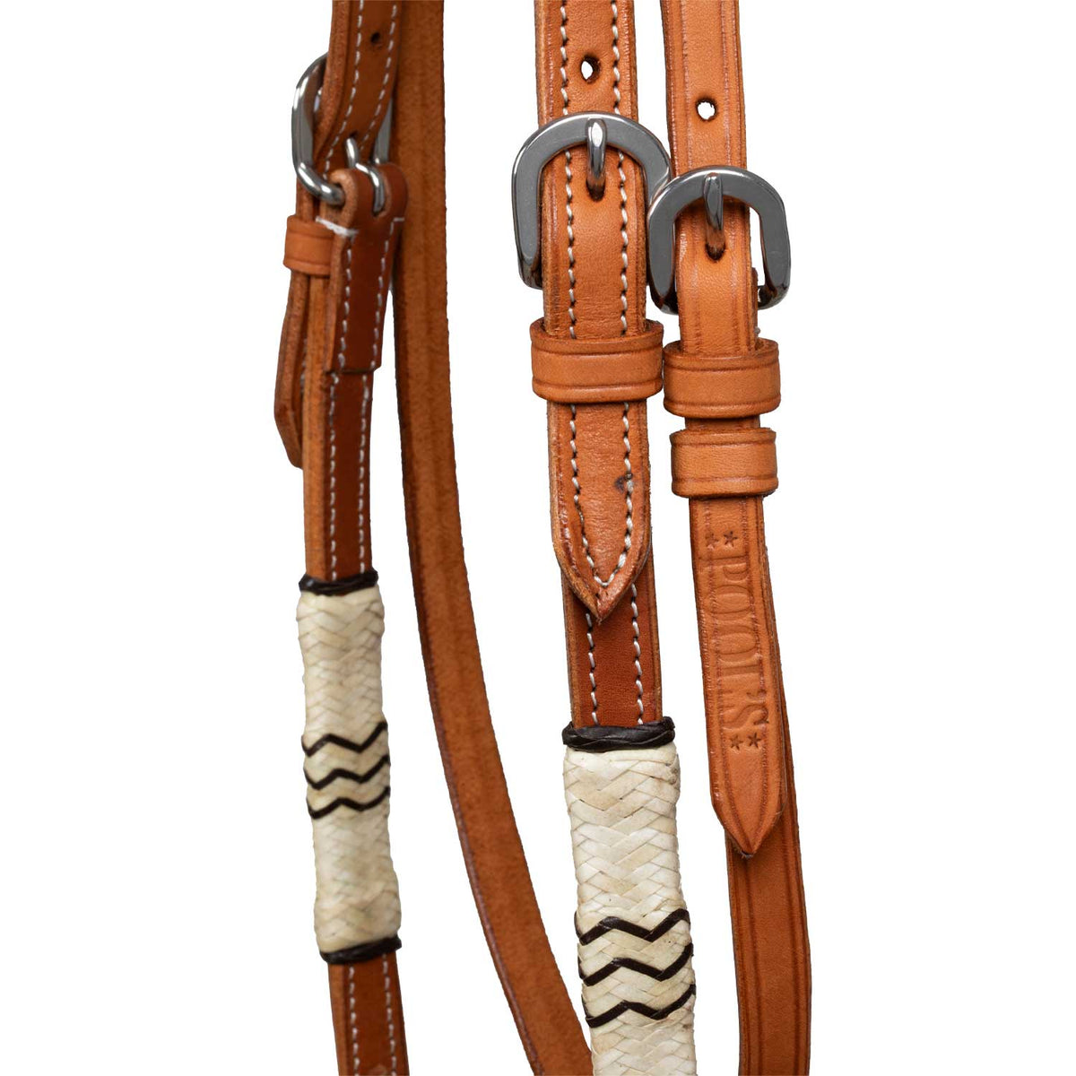 Bosal Pool's en rawhide tressé avec têtière cuir et mecate en crin