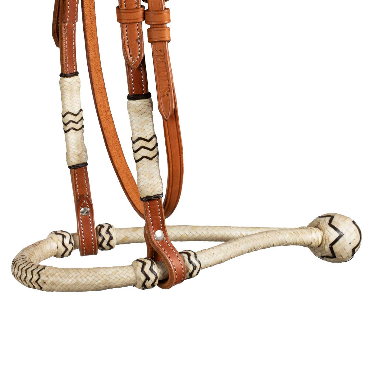 Bosal Pool's en rawhide tressé avec têtière cuir et mecate en crin