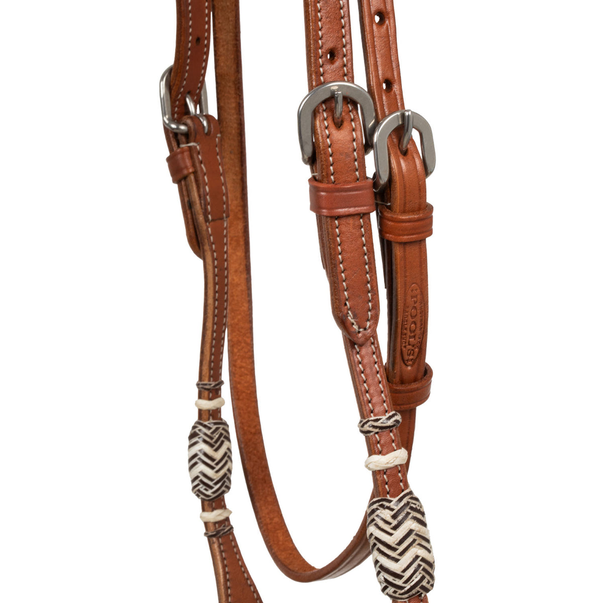 Bosal Pool's avec têtière en cuir tressé et rênes mecate en coton