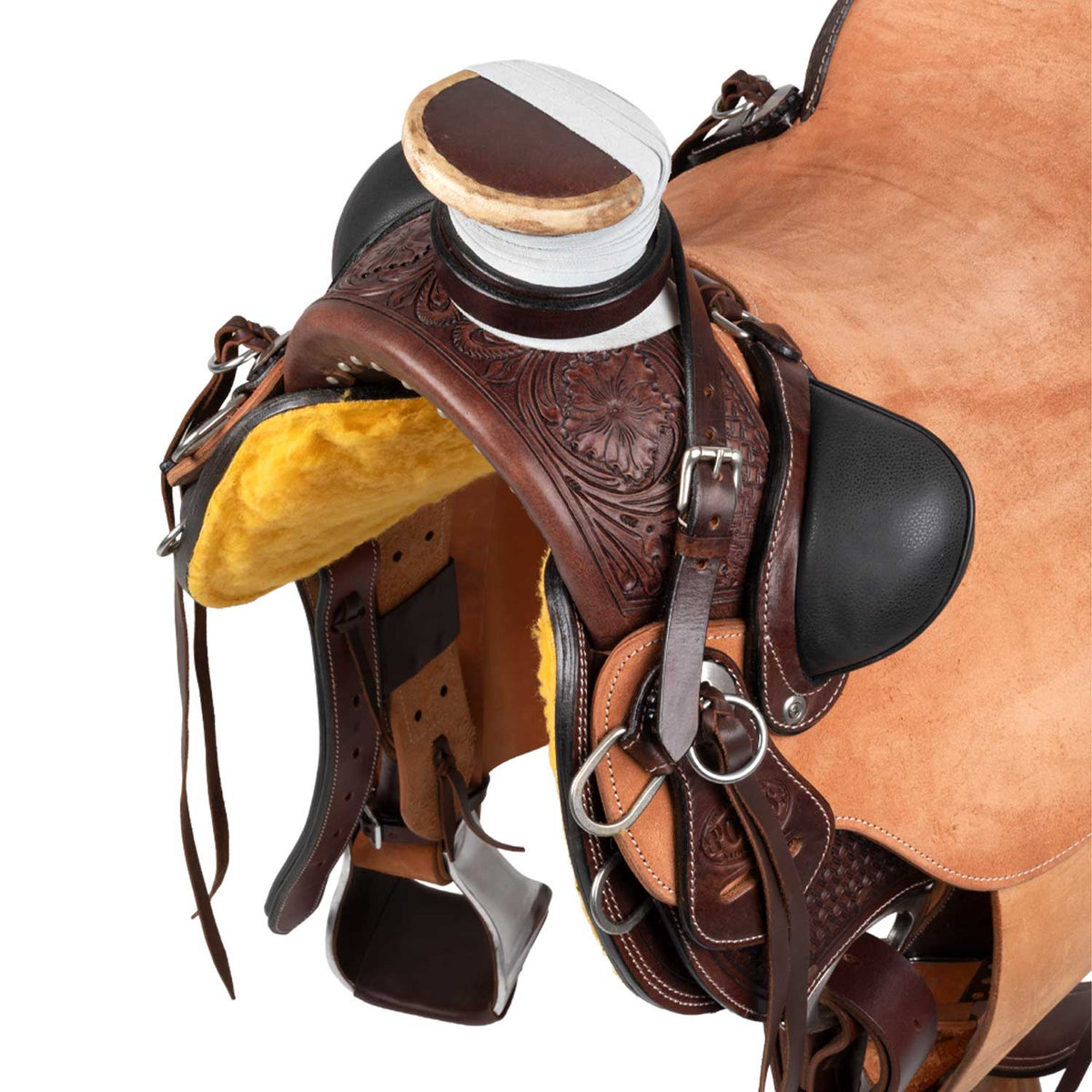 Selle western Wade Arizona Pool's, siège cuir retourné, sangle arrière incluse