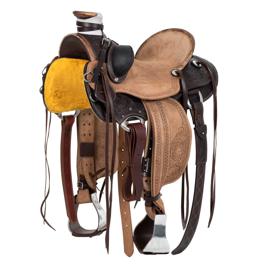 Selle western Wade Ranch Pool's reverse, siège roughout, arçon FQHB 7 pouces