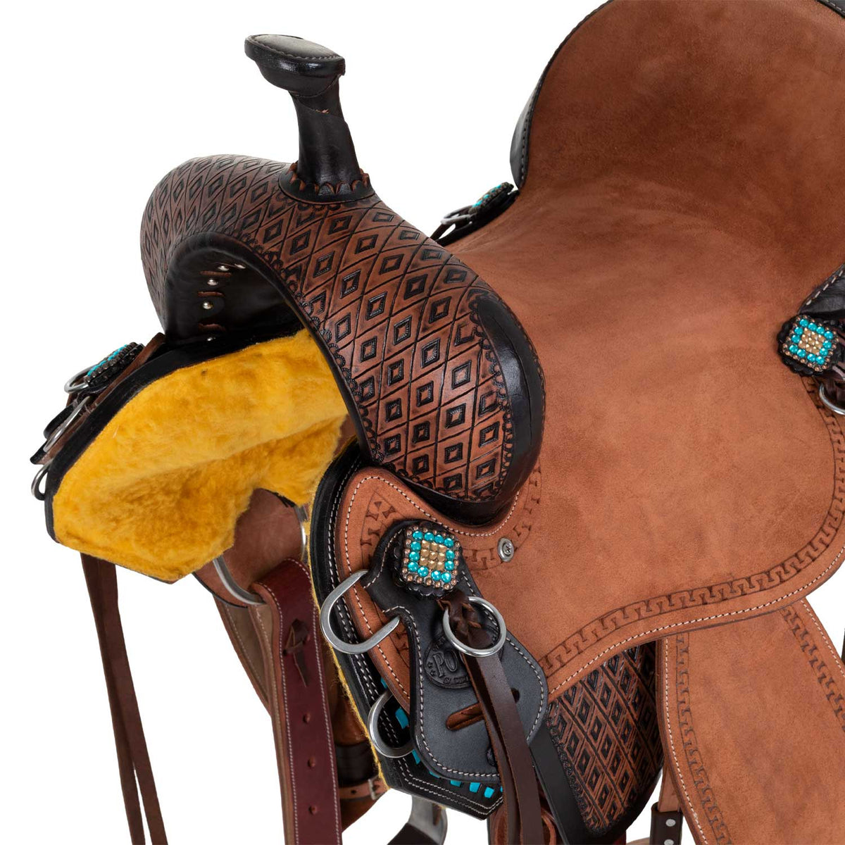 Selle de barrel Pool's MSB, roughout et tooling noir, FQHB 7 pouces