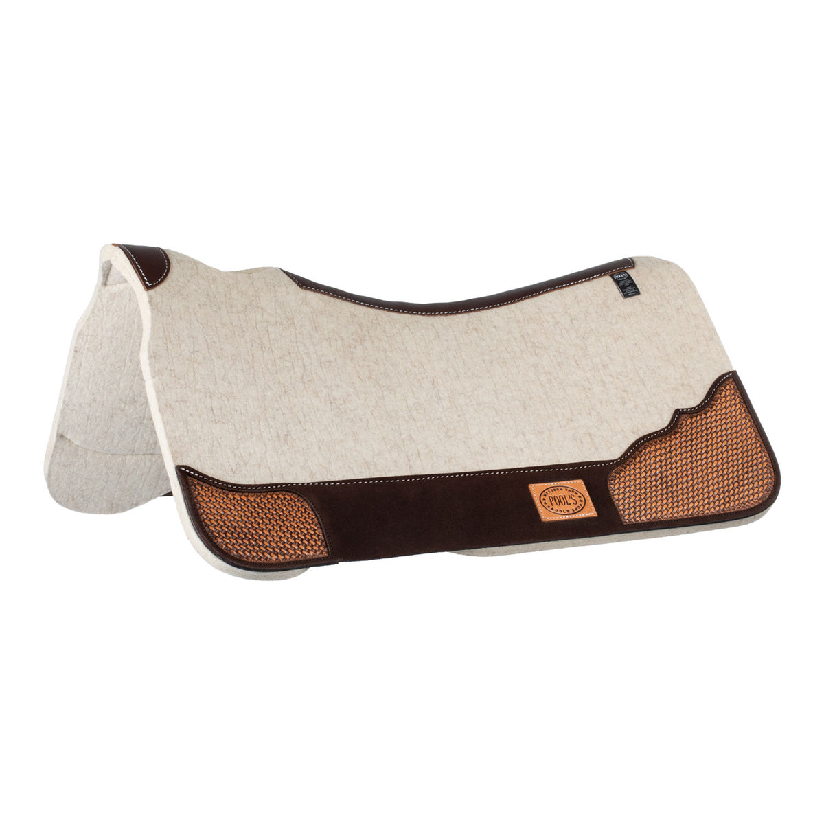 Tapis de selle western Pool's en feutre de laine anatomique, renforts cuir