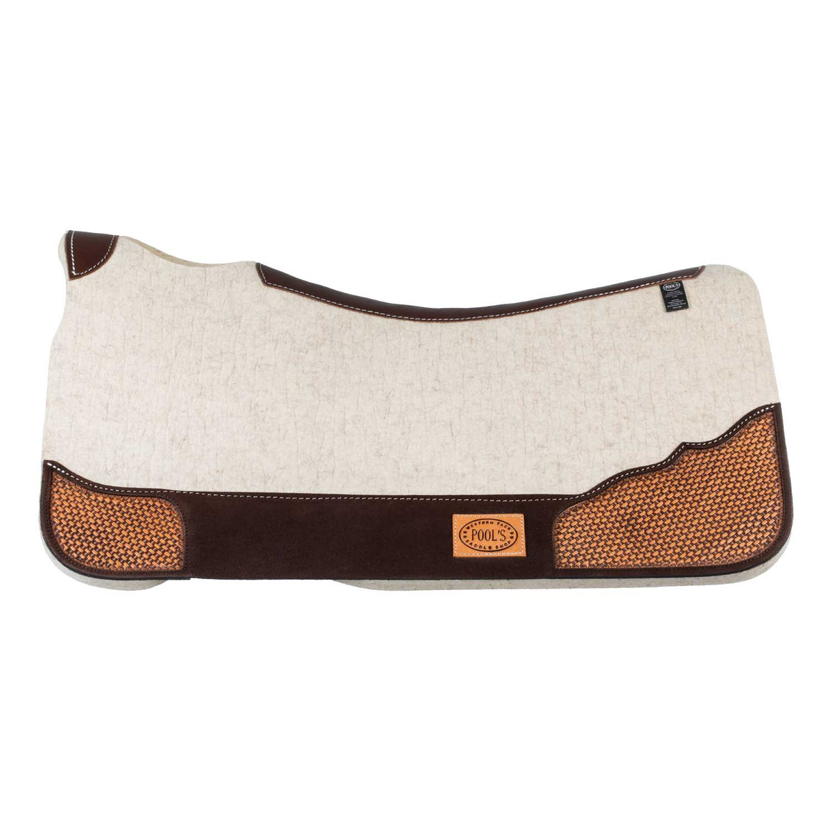Tapis de selle western Pool's en feutre de laine anatomique, renforts cuir