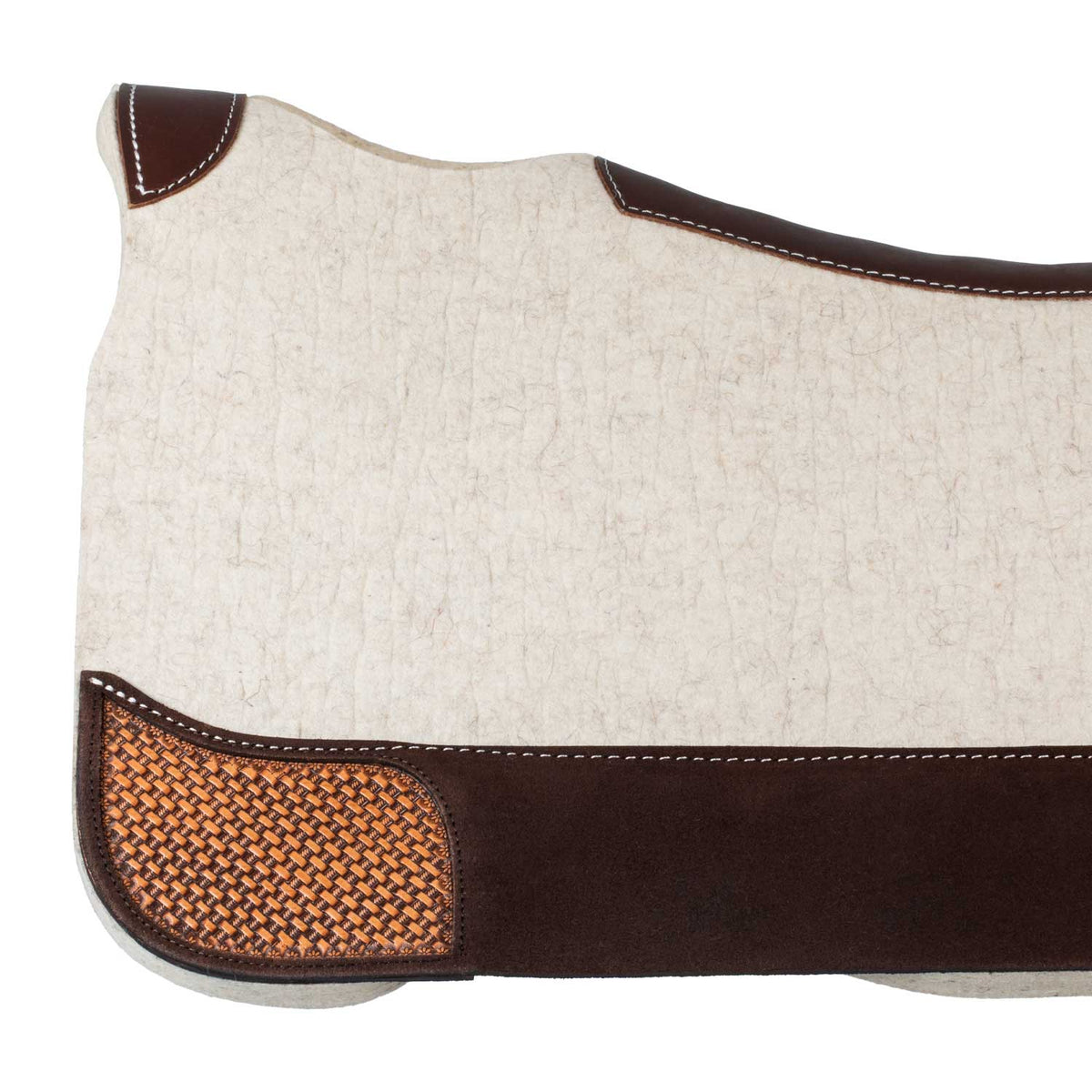 Tapis de selle western Pool's en feutre de laine anatomique, renforts cuir