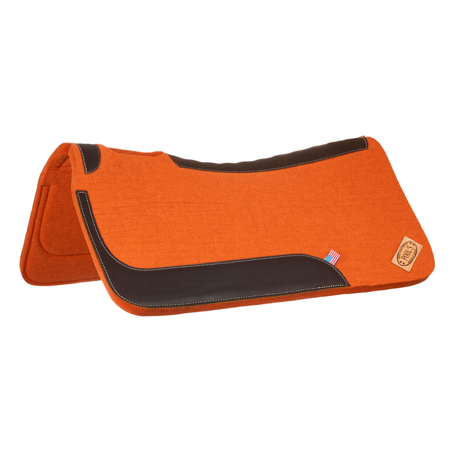 Tapis de selle western Pool's en feutre coloré, inserts cuir, 32 x 32