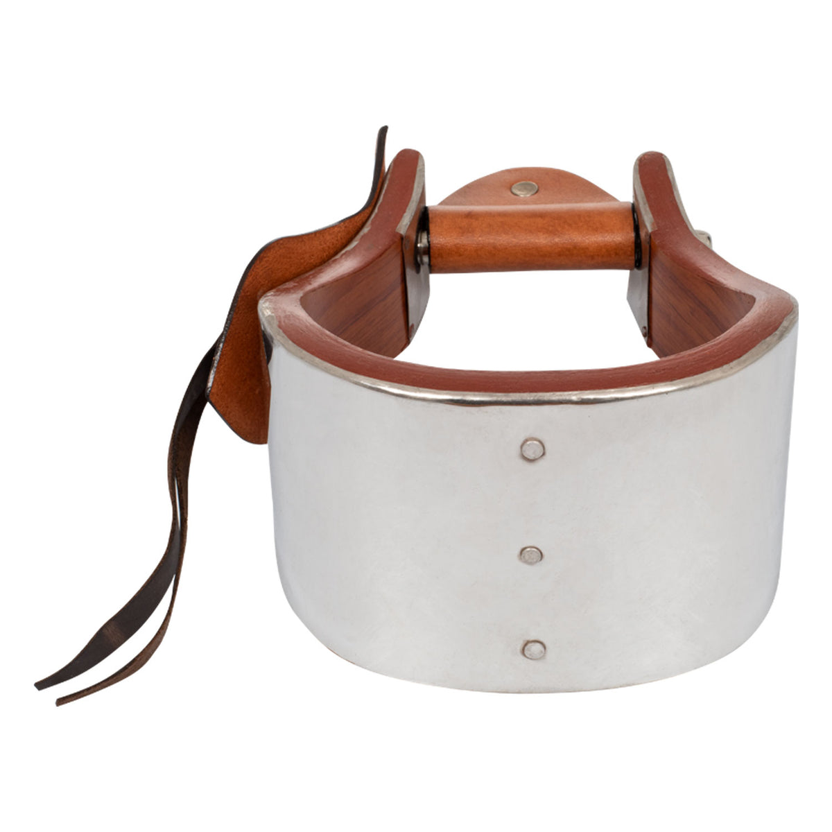 Étriers western Pool's bois et métal satiné, inserts cuir travaillé main