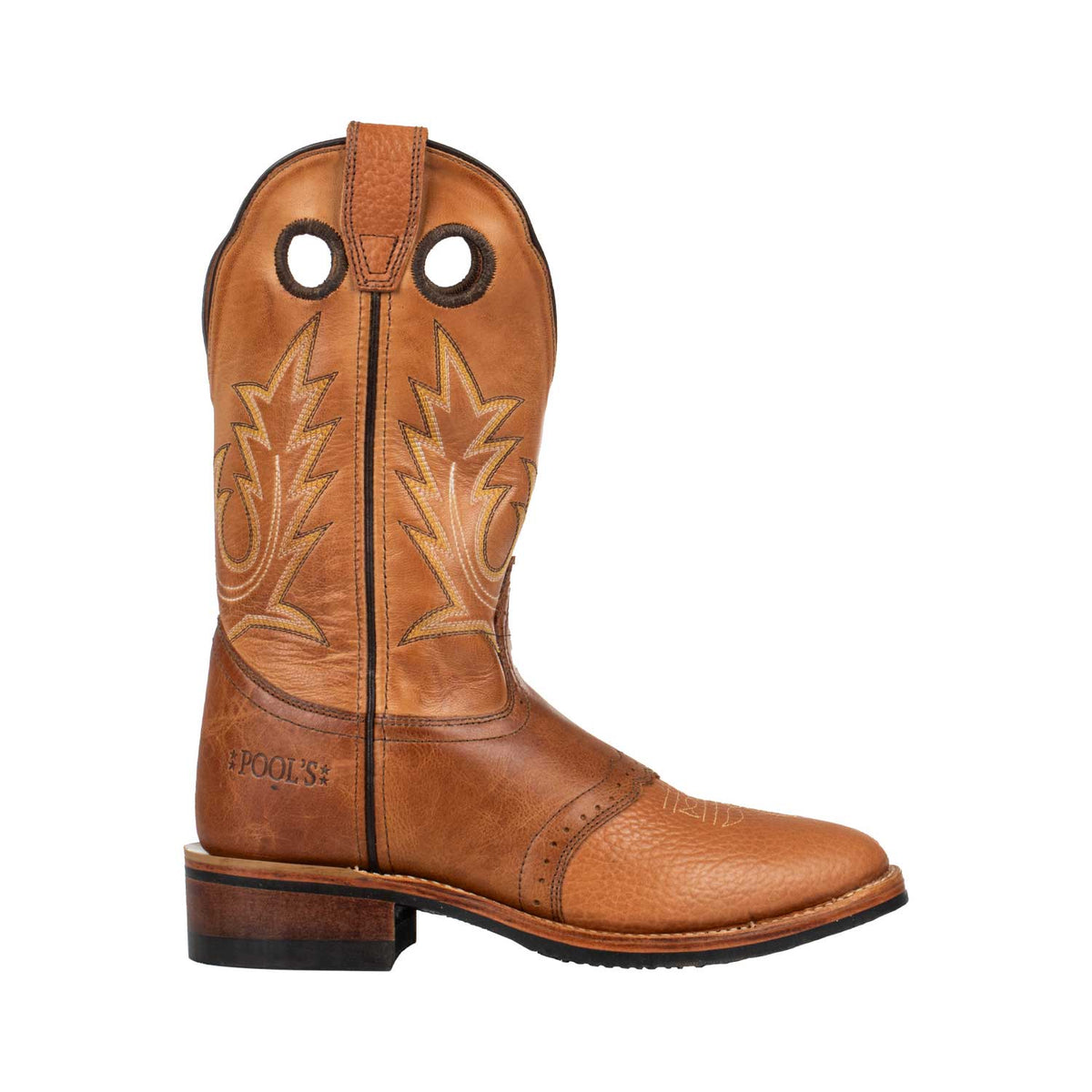 Bottines western femme Pool's 568 en cuir tricolore brodé