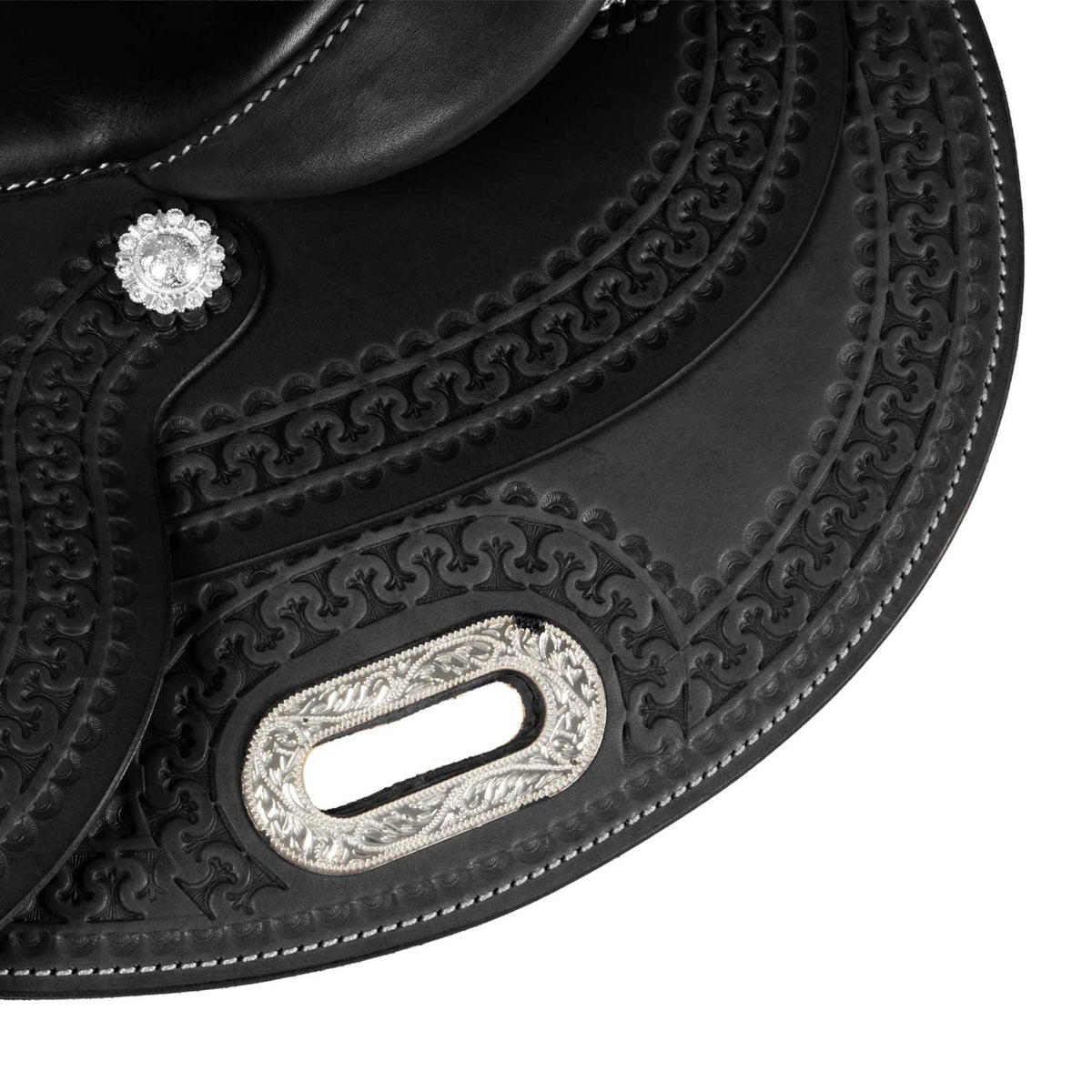 Selle de reining Pool's Round Skirt 3010, coutures contrastées, 15 à 17 pouces