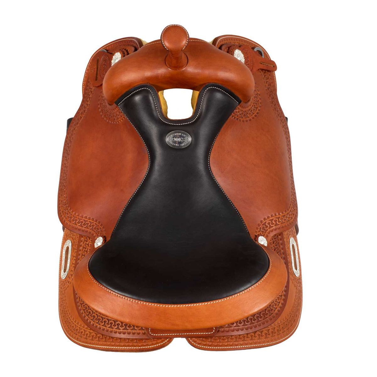 Selle de reining Pool's Round Skirt 3010, coutures contrastées, 15 à 17 pouces