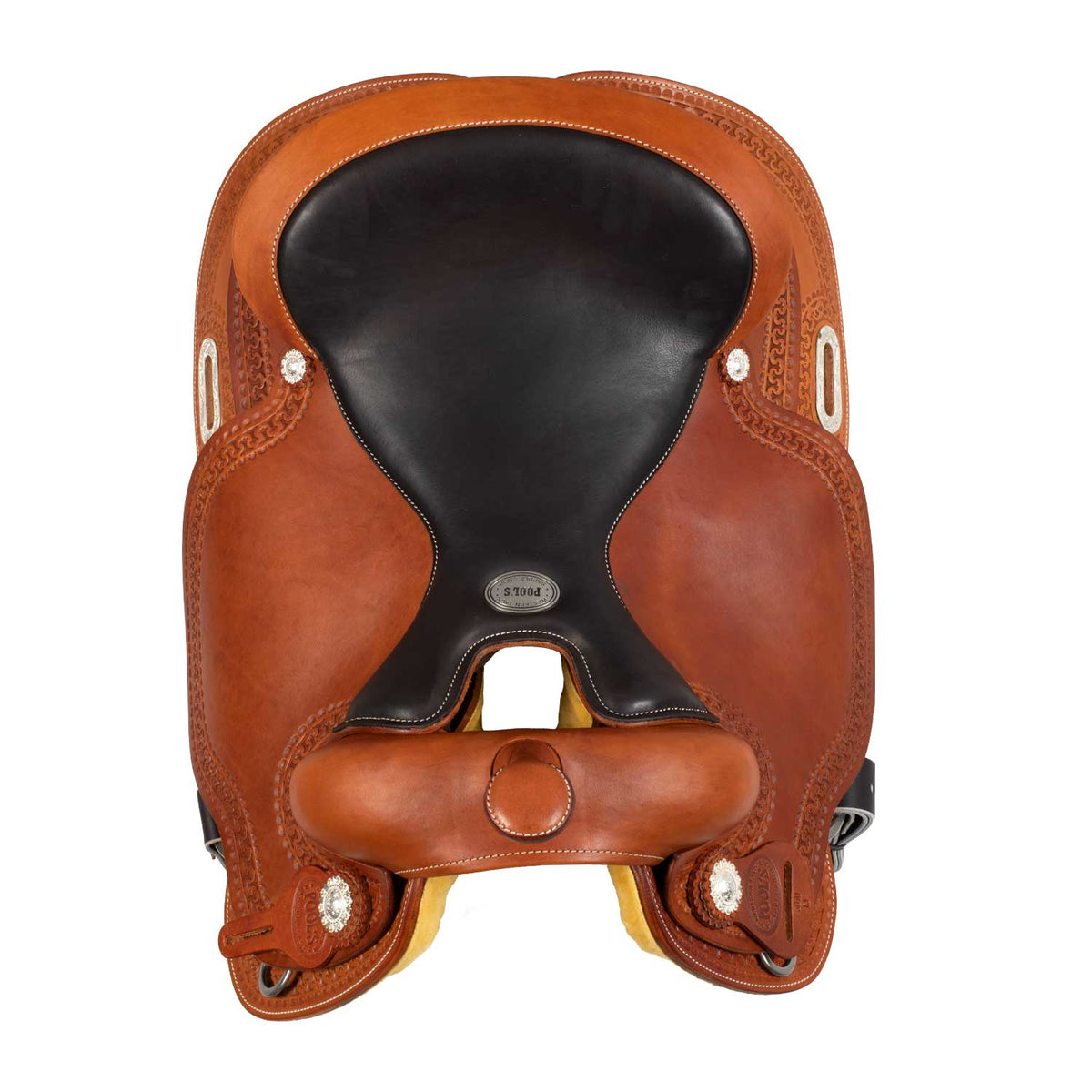 Selle de reining Pool's Round Skirt 3010, coutures contrastées, 15 à 17 pouces