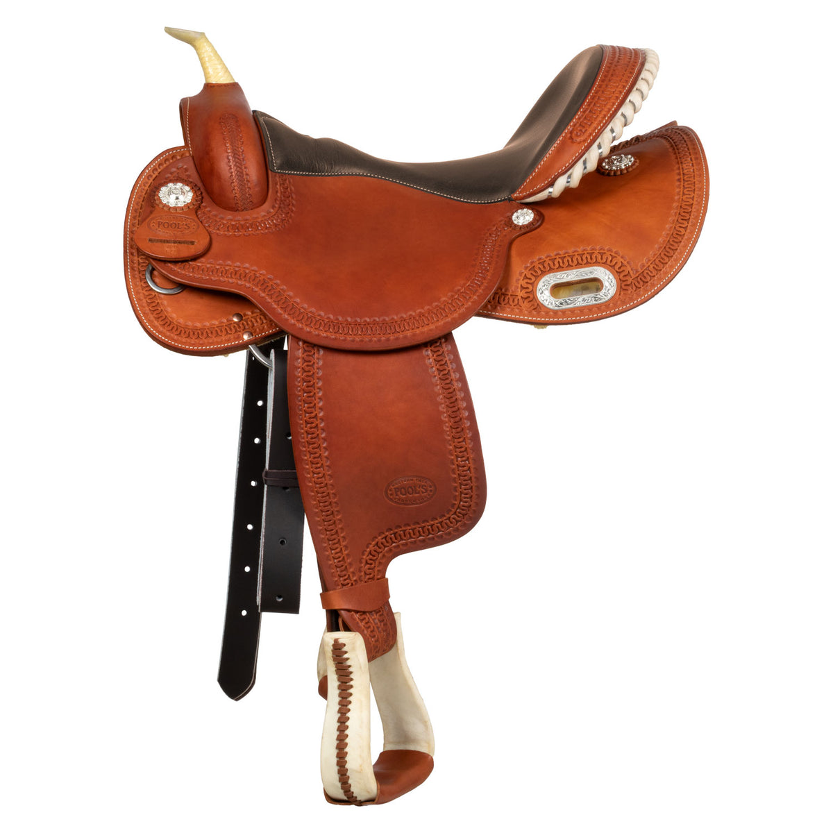 Selle de barrel Pool's Color 5020, siège noir, arçon Ralide, 15 à 16 pouces
