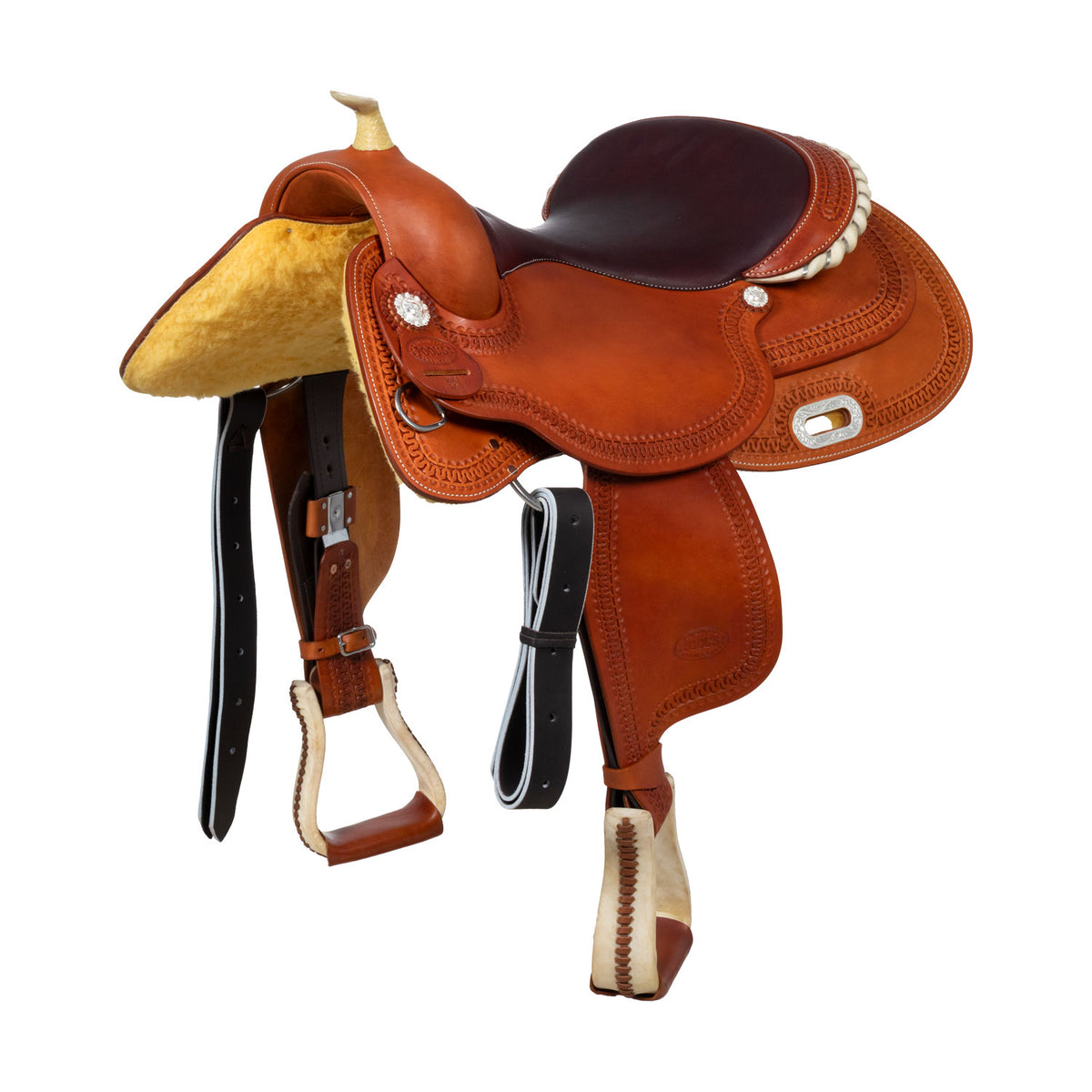 Selle de reining Pool's Rawhide 2020, cuir huilé, arçon Ralide, 15,5 à 17 pouces