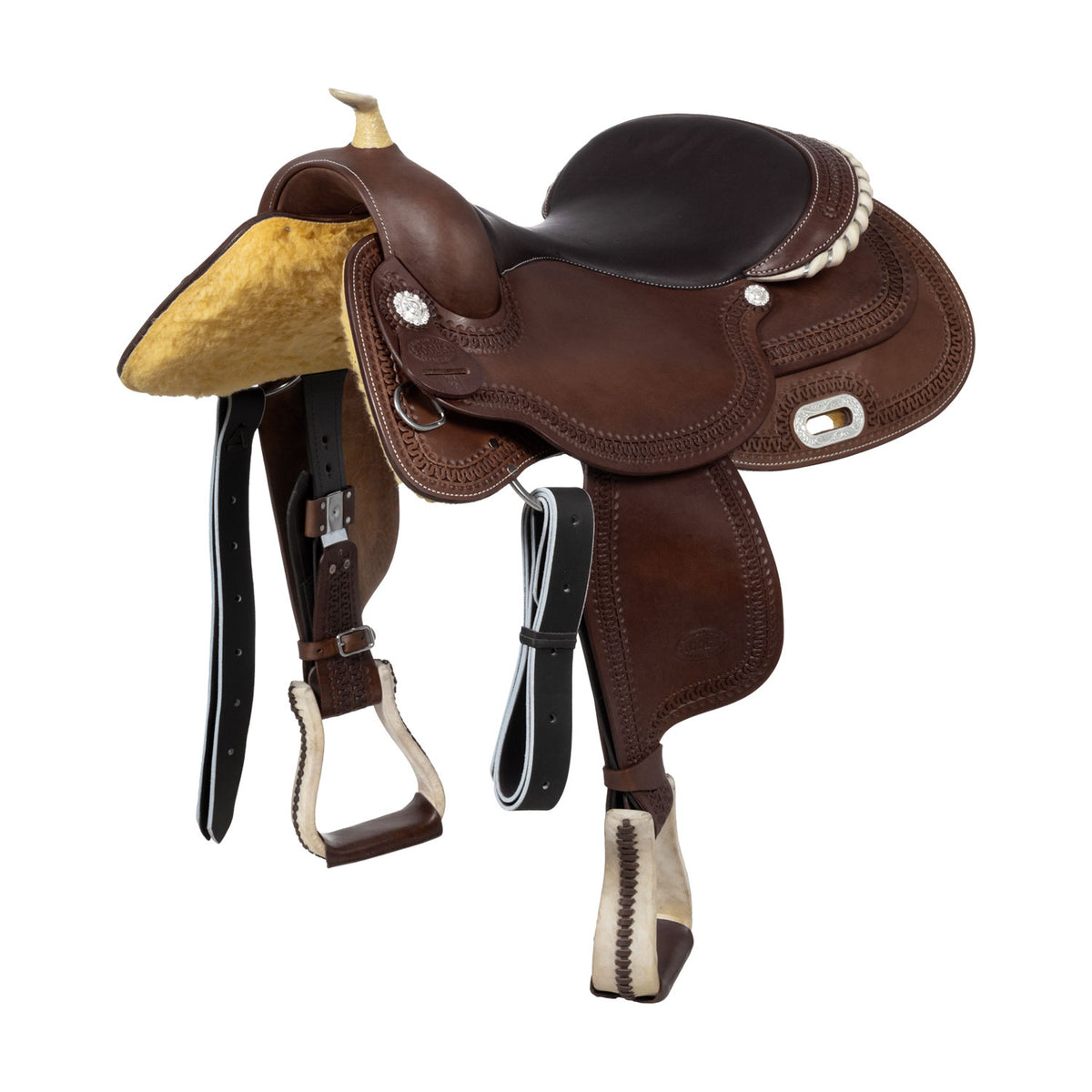 Selle de reining Pool's Rawhide 2020, cuir huilé, arçon Ralide, 15,5 à 17 pouces